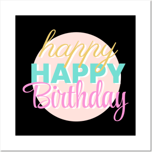 Happy Birthday Party Text Design Posters and Art